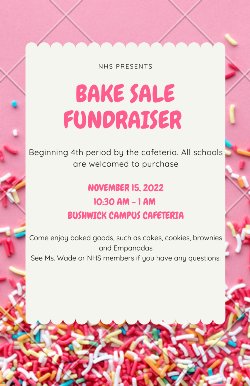 Bake Sale flyer